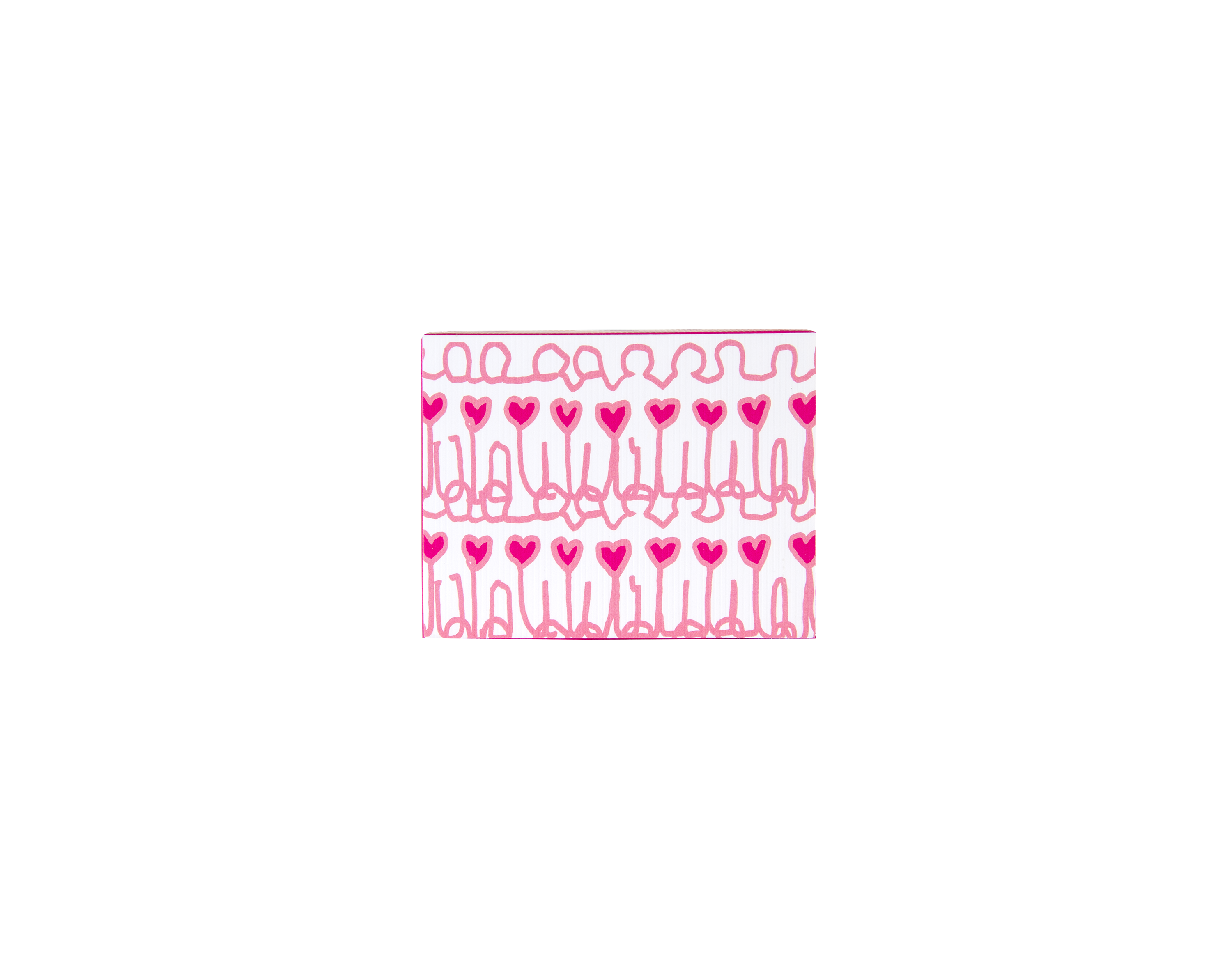 Wiele rzędów stylizowanych serc na białym tle.