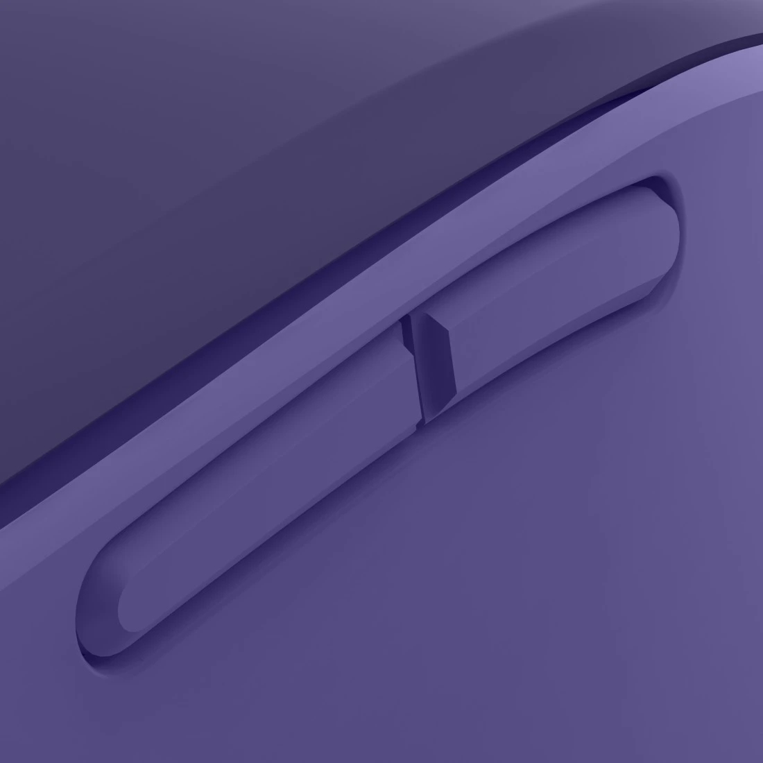 Nahaufnahme eines violetten Knopfes mit Schatten