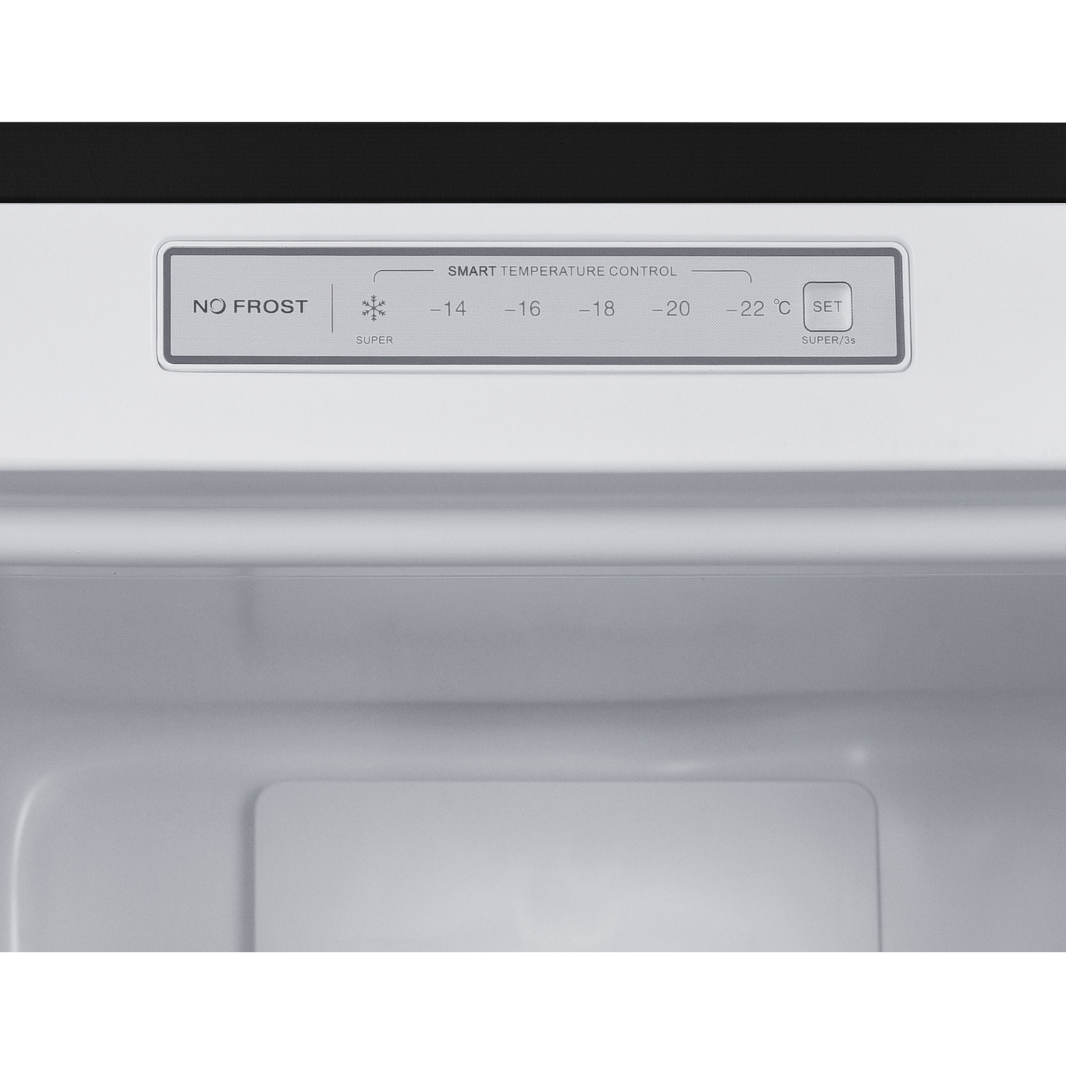 Panneau de commande d'un réfrigérateur "No Frost" avec réglages de température.