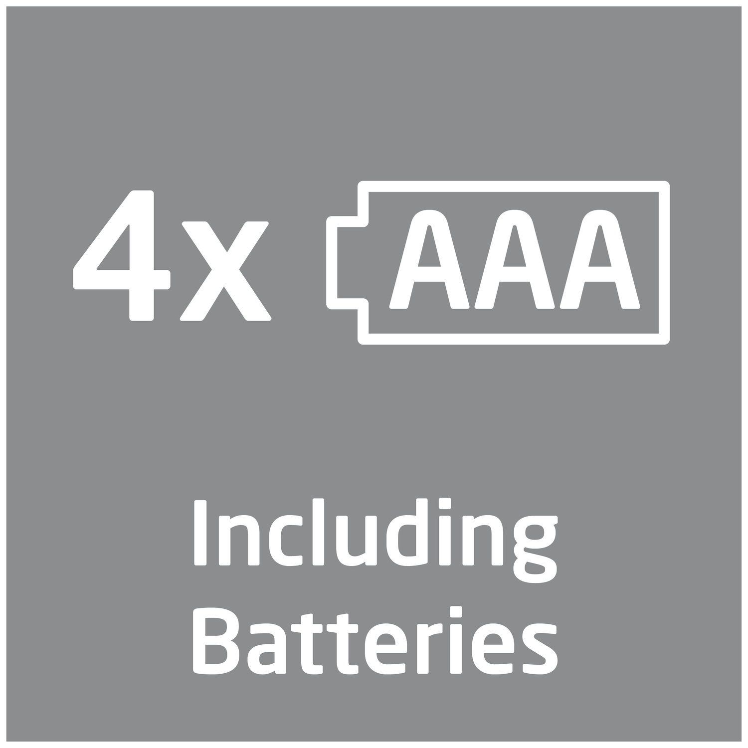 4x AAA batteries included.