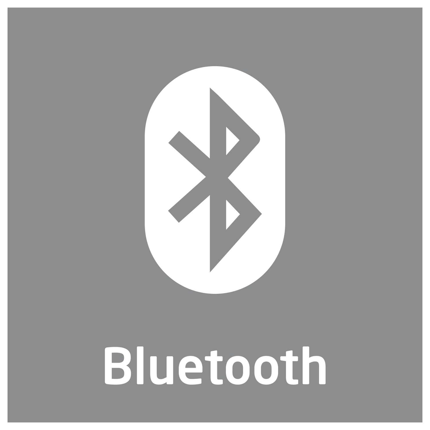 Bluetooth logo on a gray background.