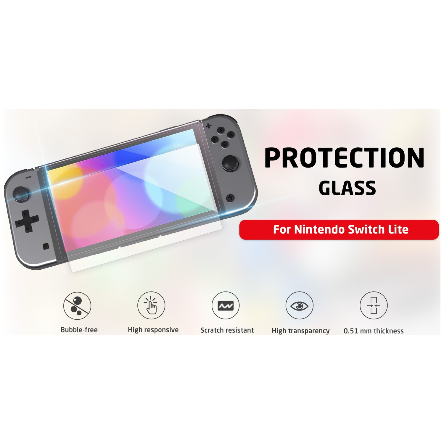 Verre de protection pour Nintendo Switch Lite, sans bulles, haute réactivité, résistant.