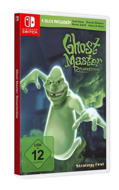 Nintendo Switch Spielhülle mit grünem Geist und USK 12 Logo.