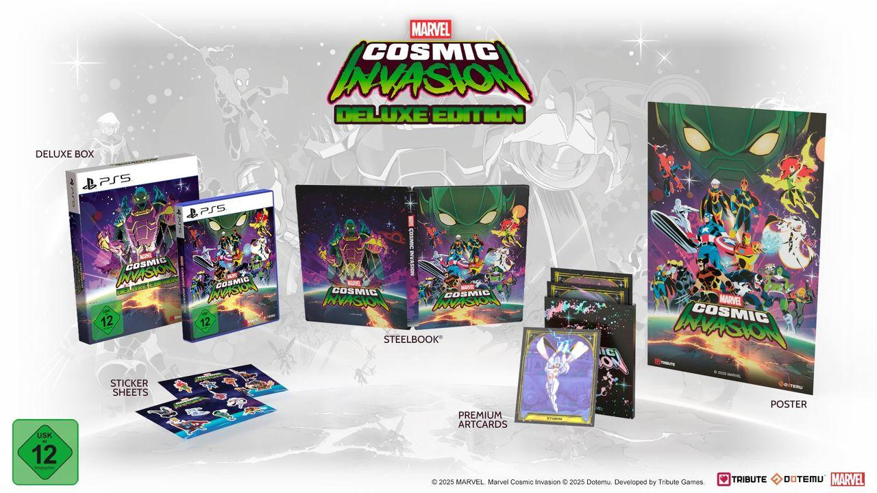 Marvel Cosmic Invasion Deluxe Edition für PS5, Steelbook, Poster, Artcards & Sticker.
