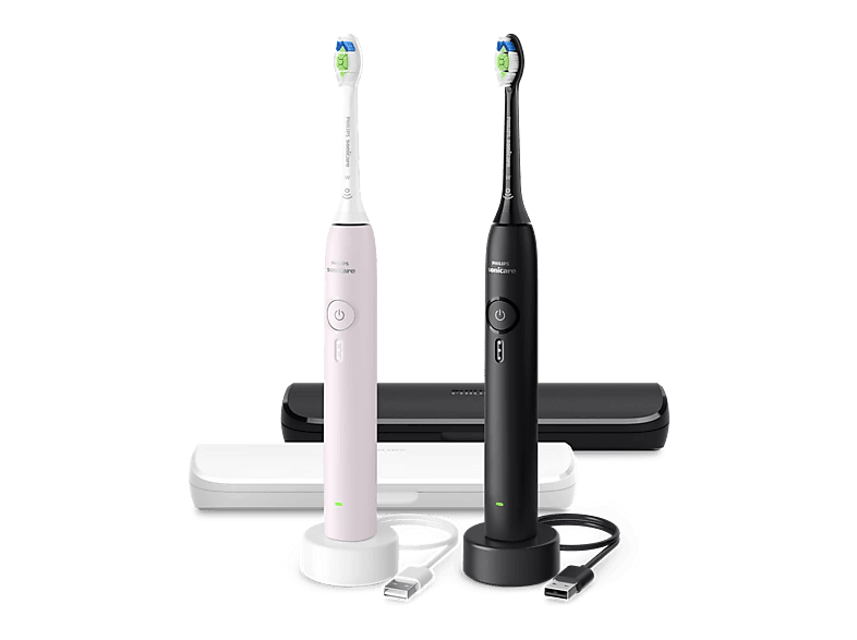 PHILIPS SONICARE Sonicare 3100 HX4072/42 Elektrische Zahnbürste Schwarz/Hellrosa, Reinigungstechnologie: Schalltechnologie