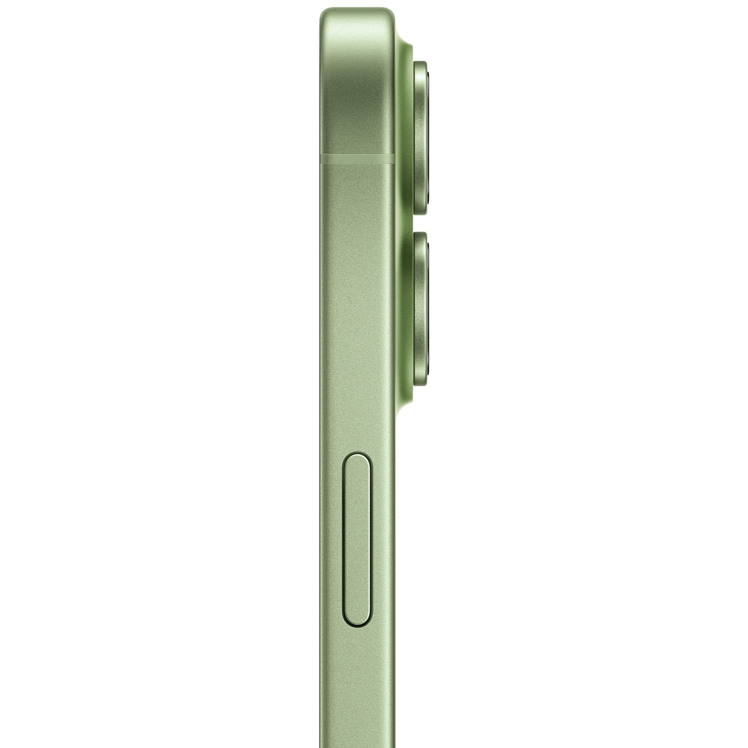 Green smartphone in profile showing two rear cameras.