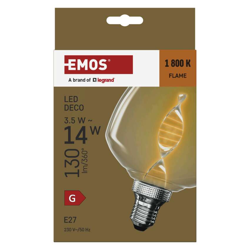 EMOS LED dekorációs izzó, 3,5W, 130lm/360°, E27, 1800K, Láng