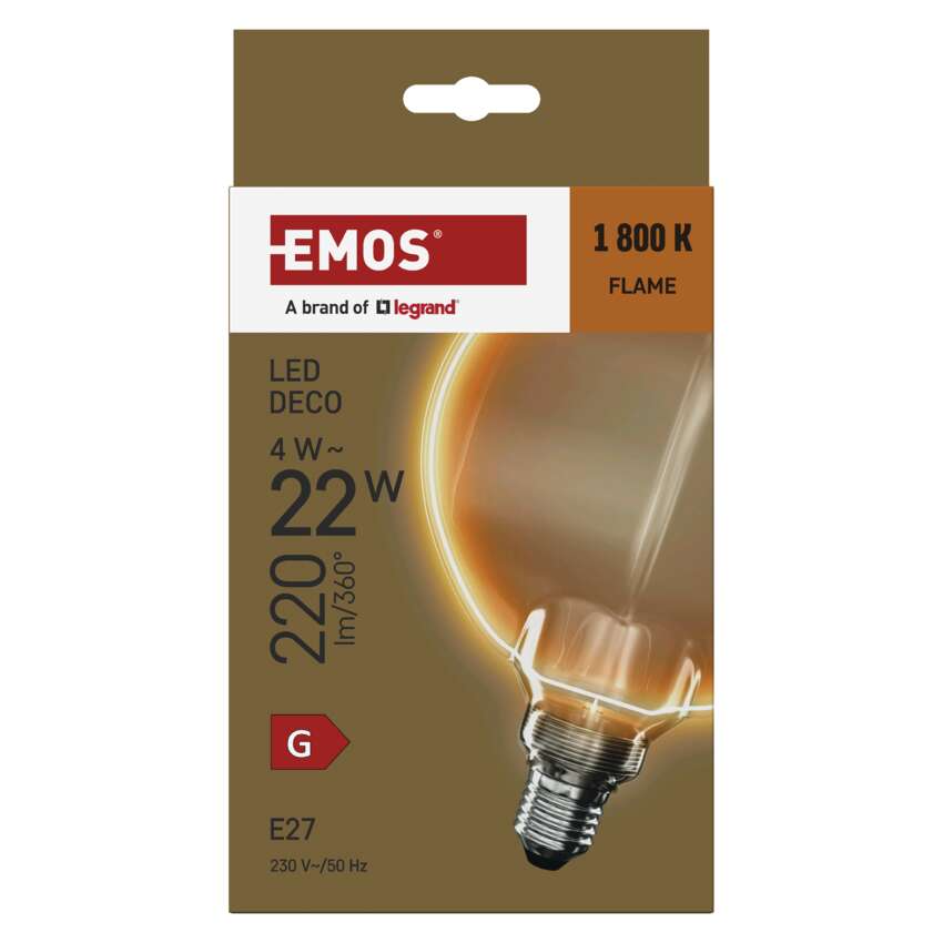 EMOS LED DECO izzó, 4W, 220 lm/360°, E27, 1800K Láng.