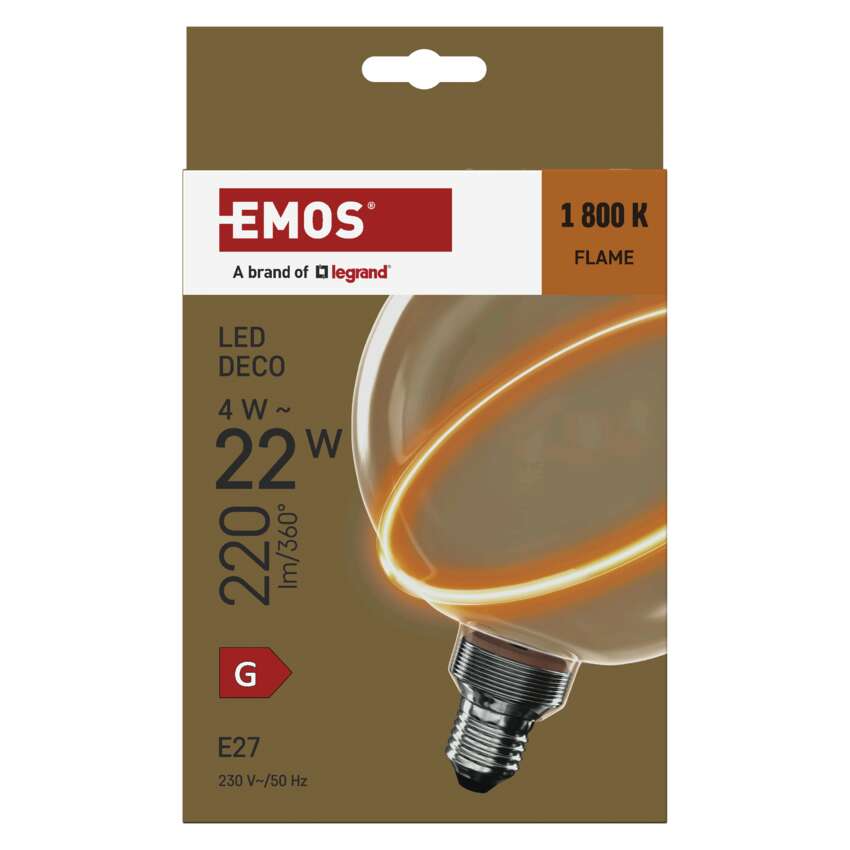 EMOS LED DECO izzó, 4W, 220lm, E27, 1800K Láng.
