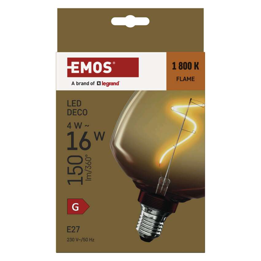 Emos LED Deco izzó, 4W, 150lm/360°, E27, 1800K Láng.