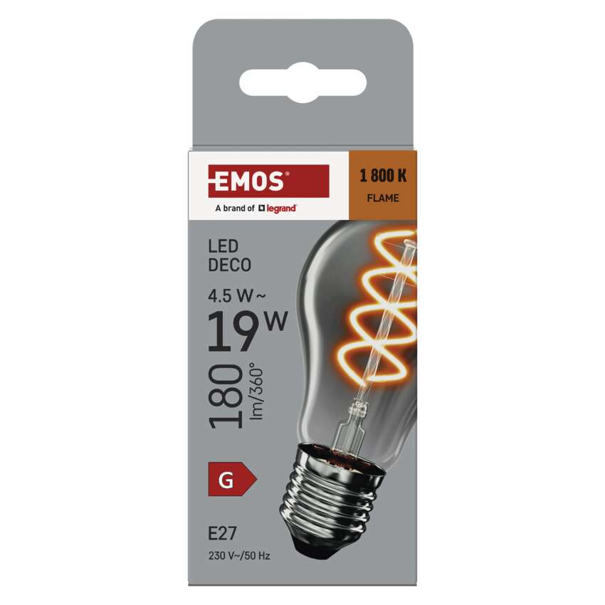 EMOS LED DECO izzó, 4.5W, 1800K, E27 foglalat, láng forma.