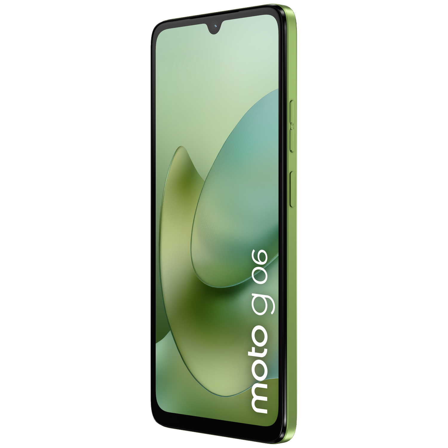 A green Motorola smartphone with 'moto g 06' text on the screen.