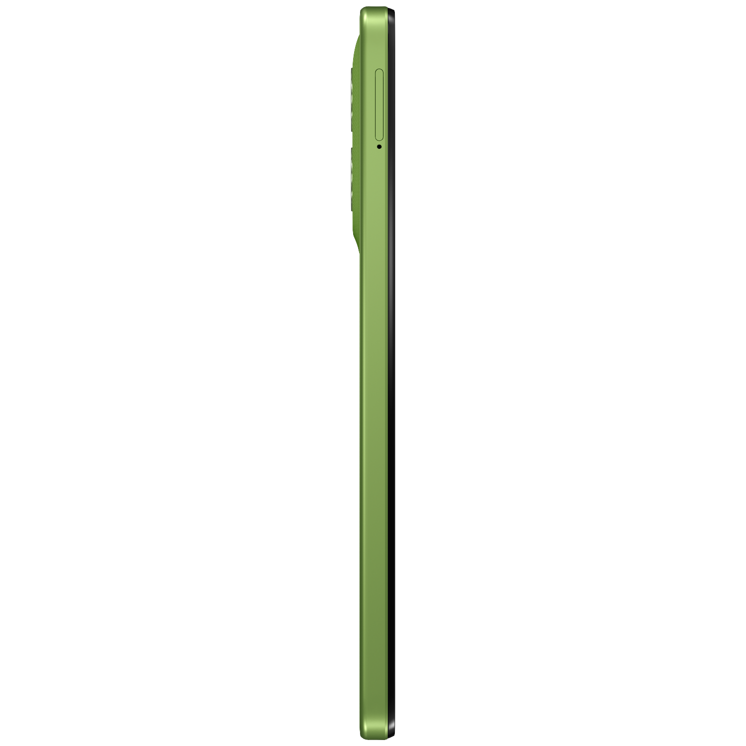 Green smartphone shown in profile against a white background.