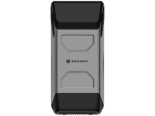 Un elegante paquete de baterías Segway negro y plateado con logo.