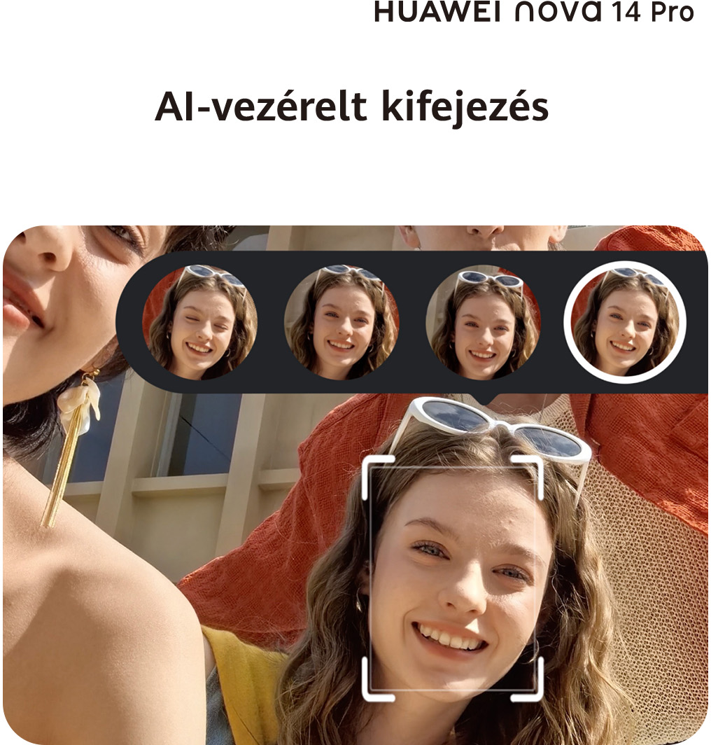 Több mosolygó nő napszemüvegben, egy fókuszban.