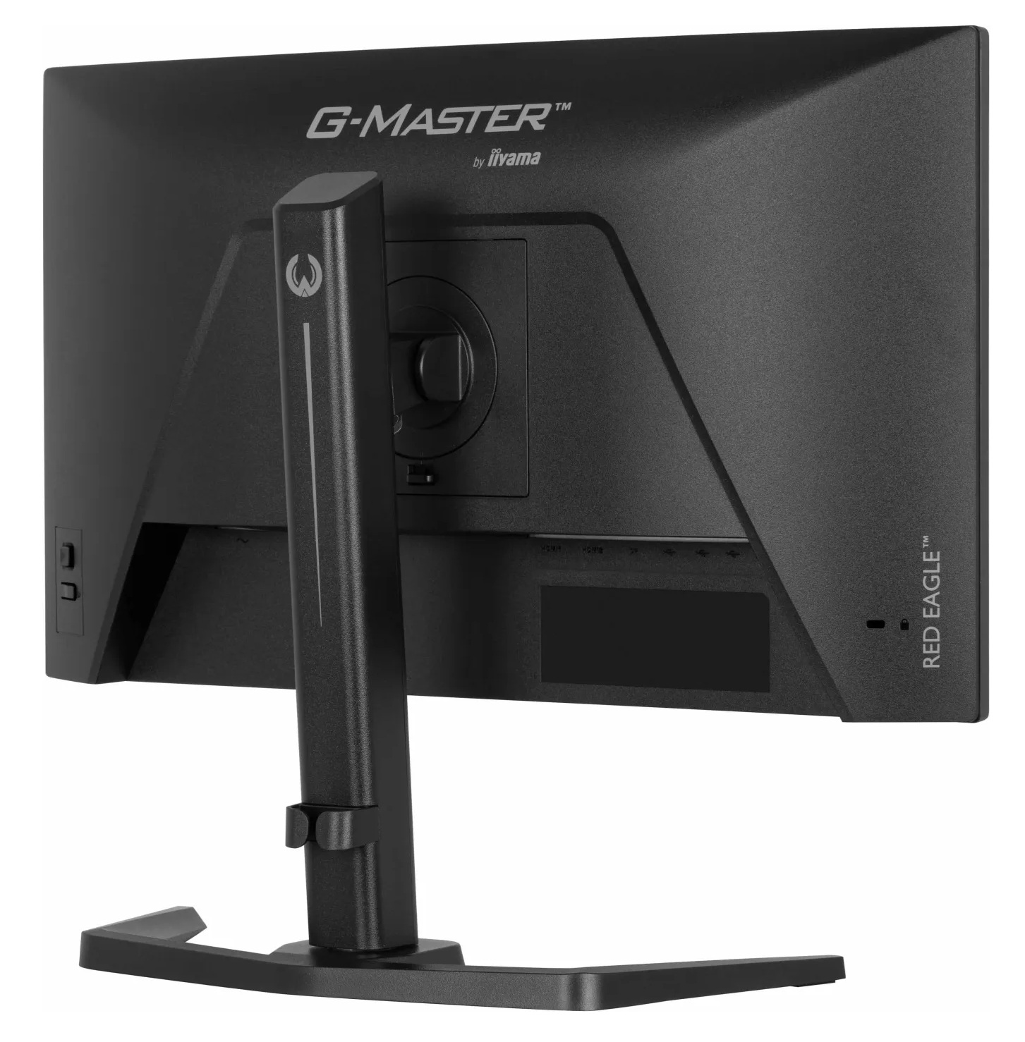 Tył czarnego monitora z logo G-MASTER i podstawką.