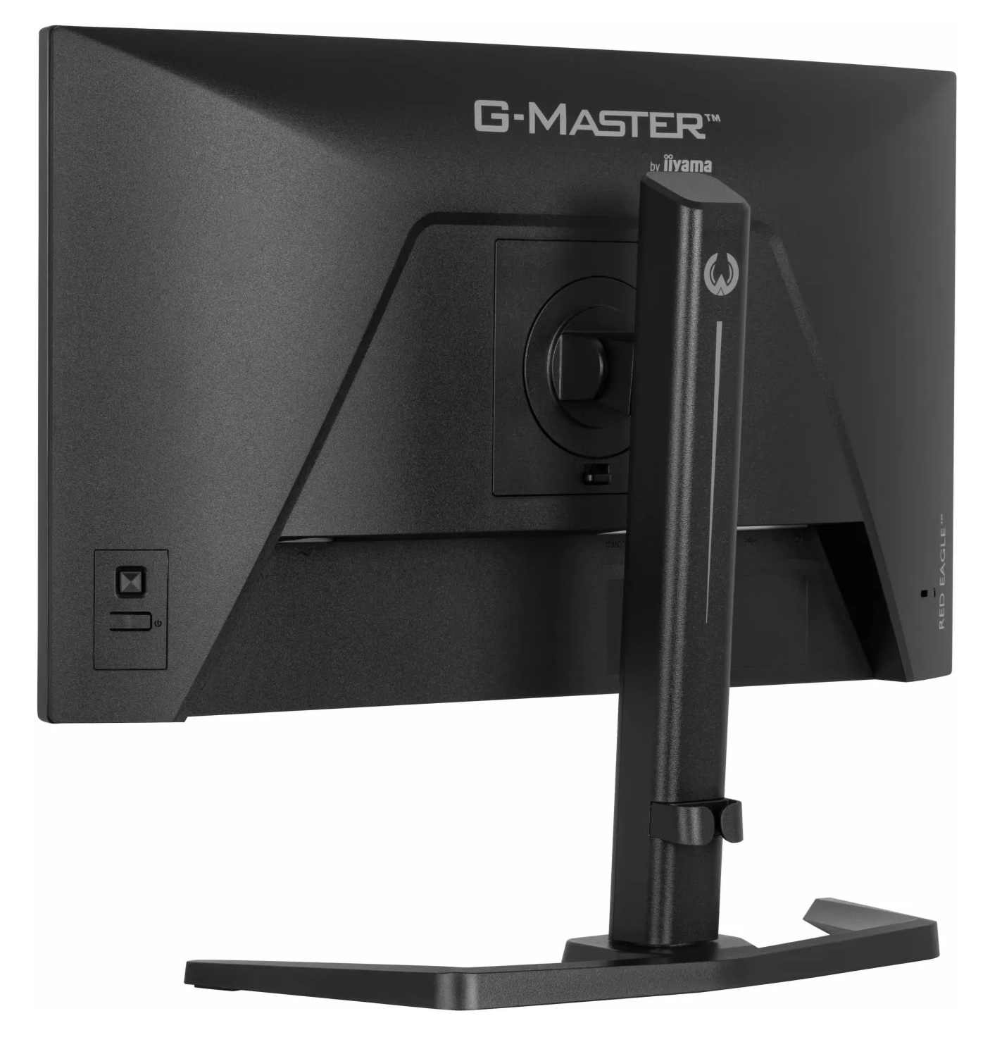 Tył czarnego monitora z logo G-MASTER i podstawką.