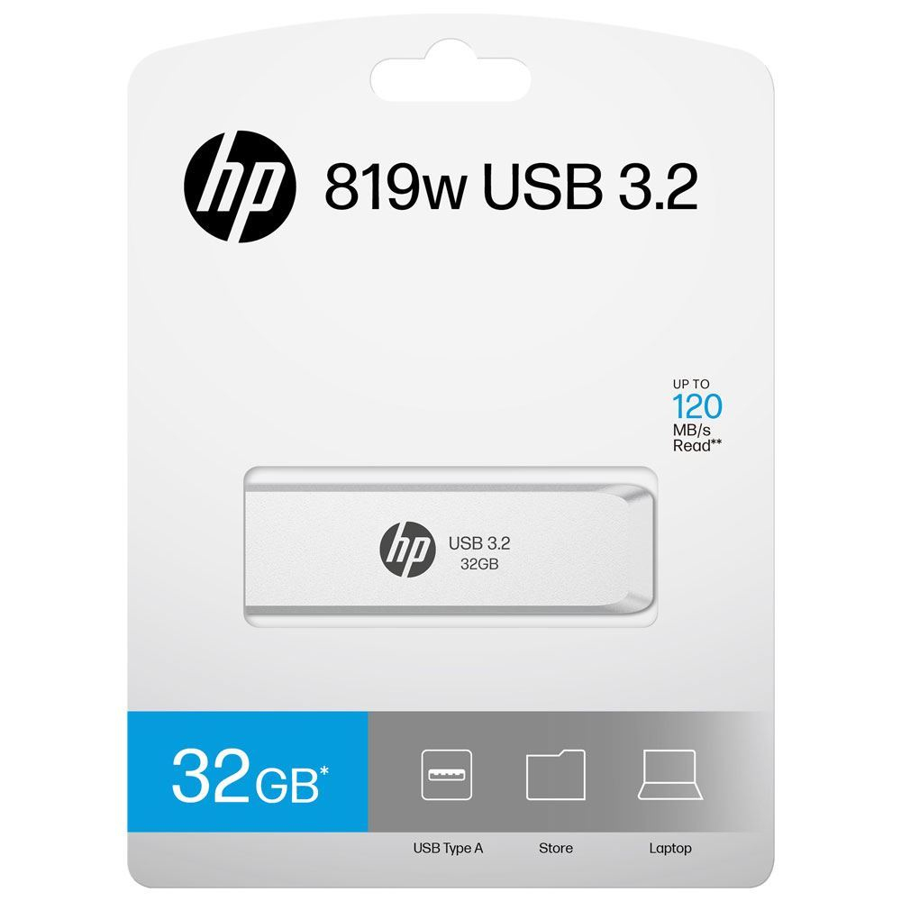 HP 819w USB 3.2 32GB Stick in Verpackung, bis zu 120MB/s Lesegeschwindigkeit.