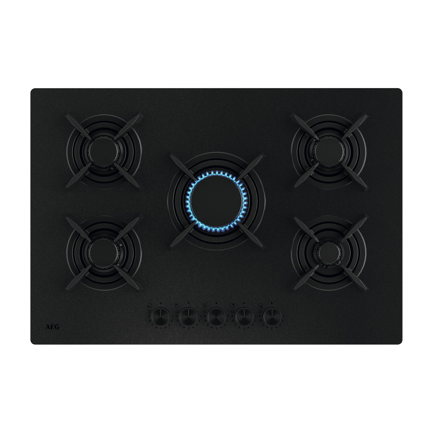 AEG Hkb75423Nl Piano Cottura Gas, 5 zone di cottura, dimensioni: L 74 cm, P 51 Nero