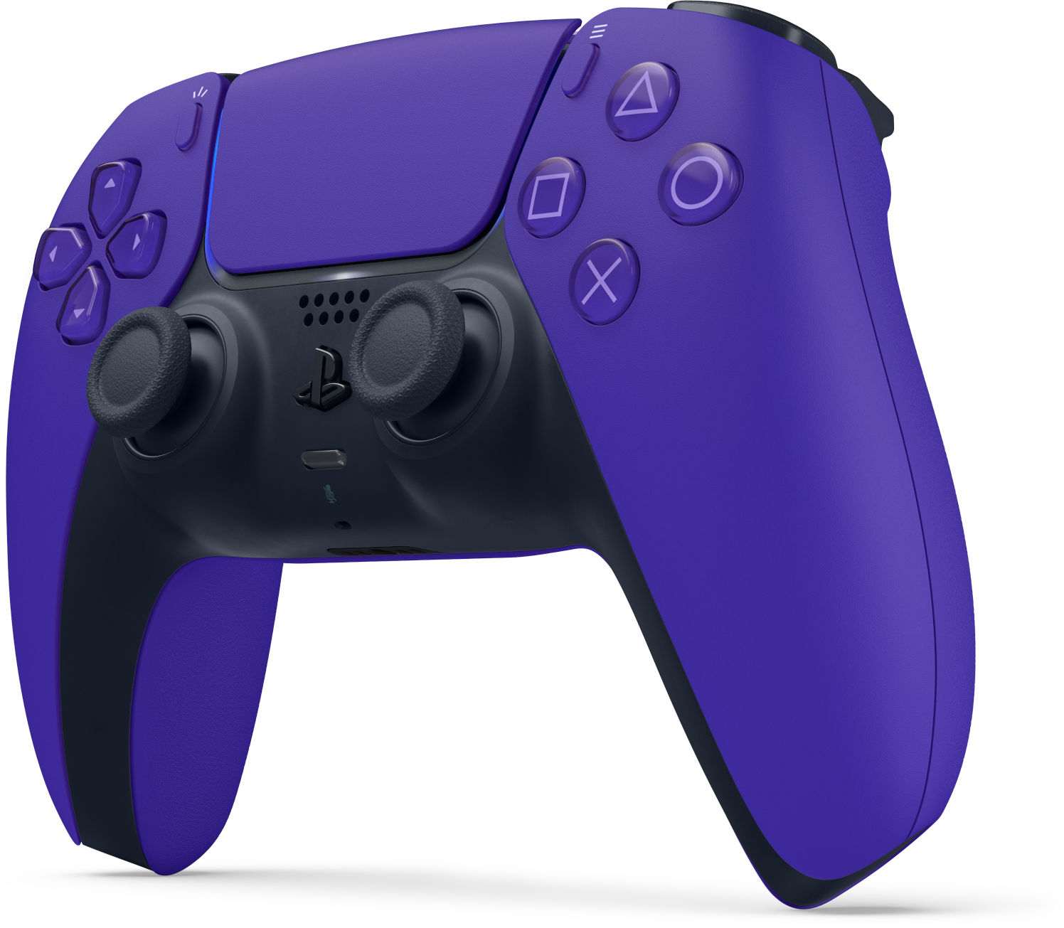 Lila és fekete kontroller két joystickkel és gombokkal.