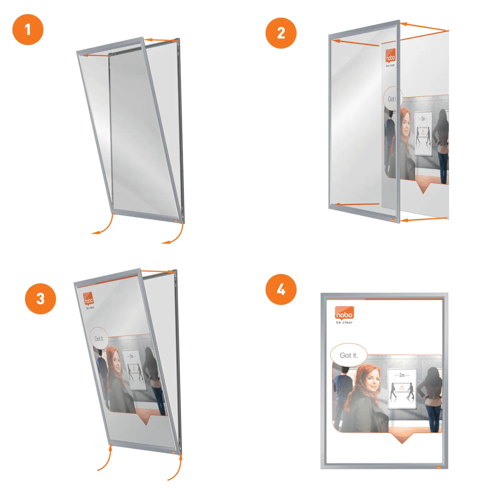 1. lépés: Keret nyitása. 2. lépés: Kép behelyezése. 3. lépés: Kép rögzítése. 4. lépés: Kész.