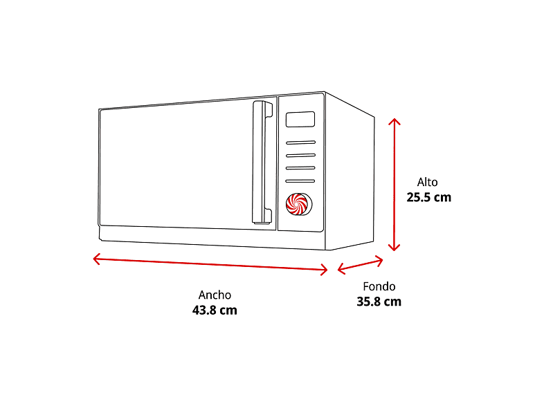 Cecotec Micro-ondes Avec Gril Proclean 5120 Flatbed Mirror. Capacité 20L, 700W, 5 niveaux, gril de 800W, 8 programmes automatiques, écran LED avec horloge et technologie 3DWave, résultats parfaits