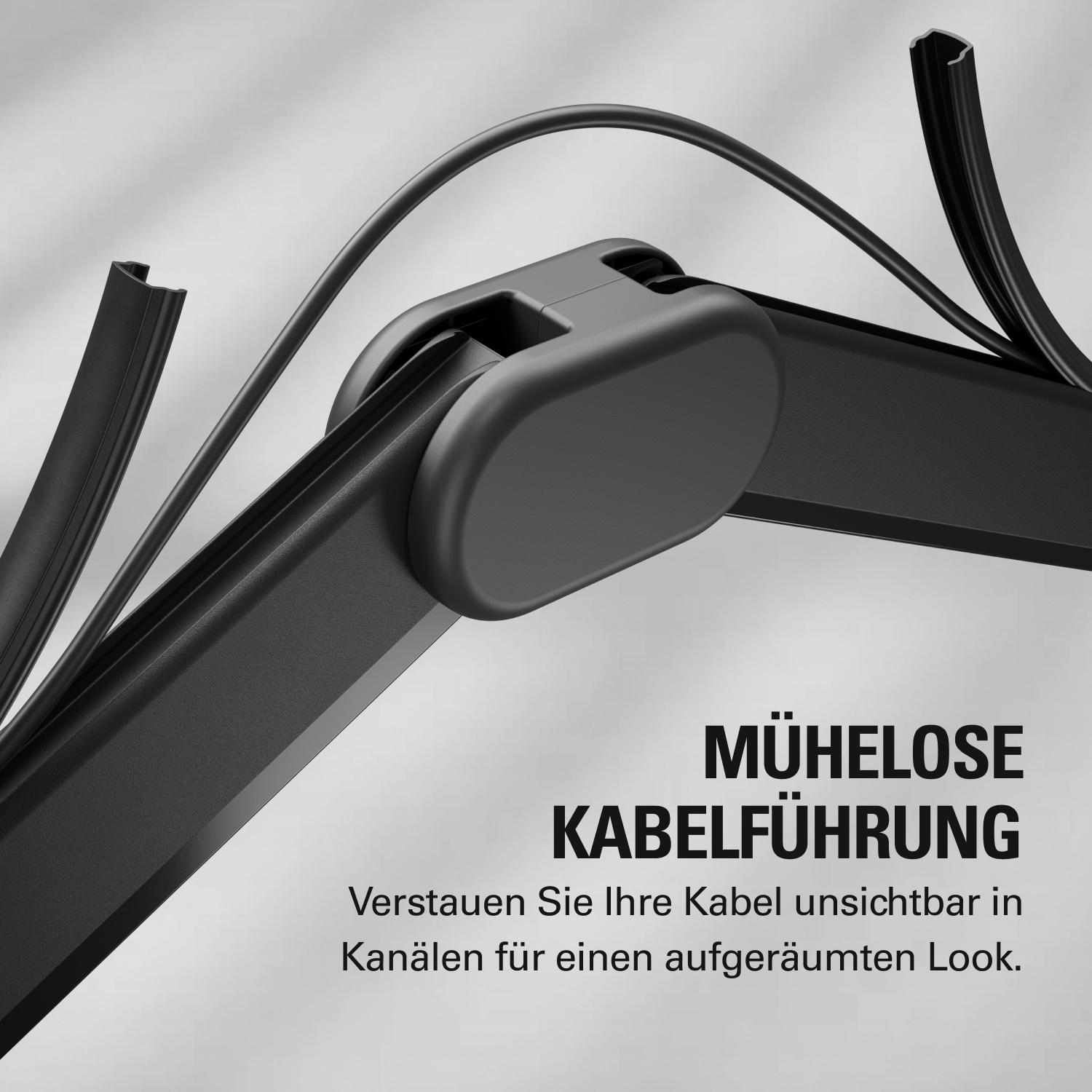 Schwarzer Kabelkanal mit einem flexiblen Kabel, das hindurchgeführt wird.