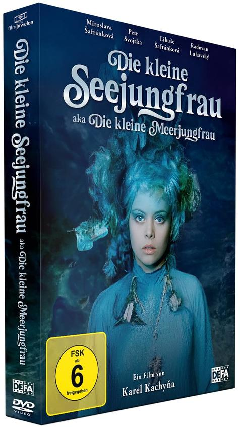 DVD-Cover mit einer Frau mit blauen Haaren, Titel 'Die kleine Seejungfrau'.