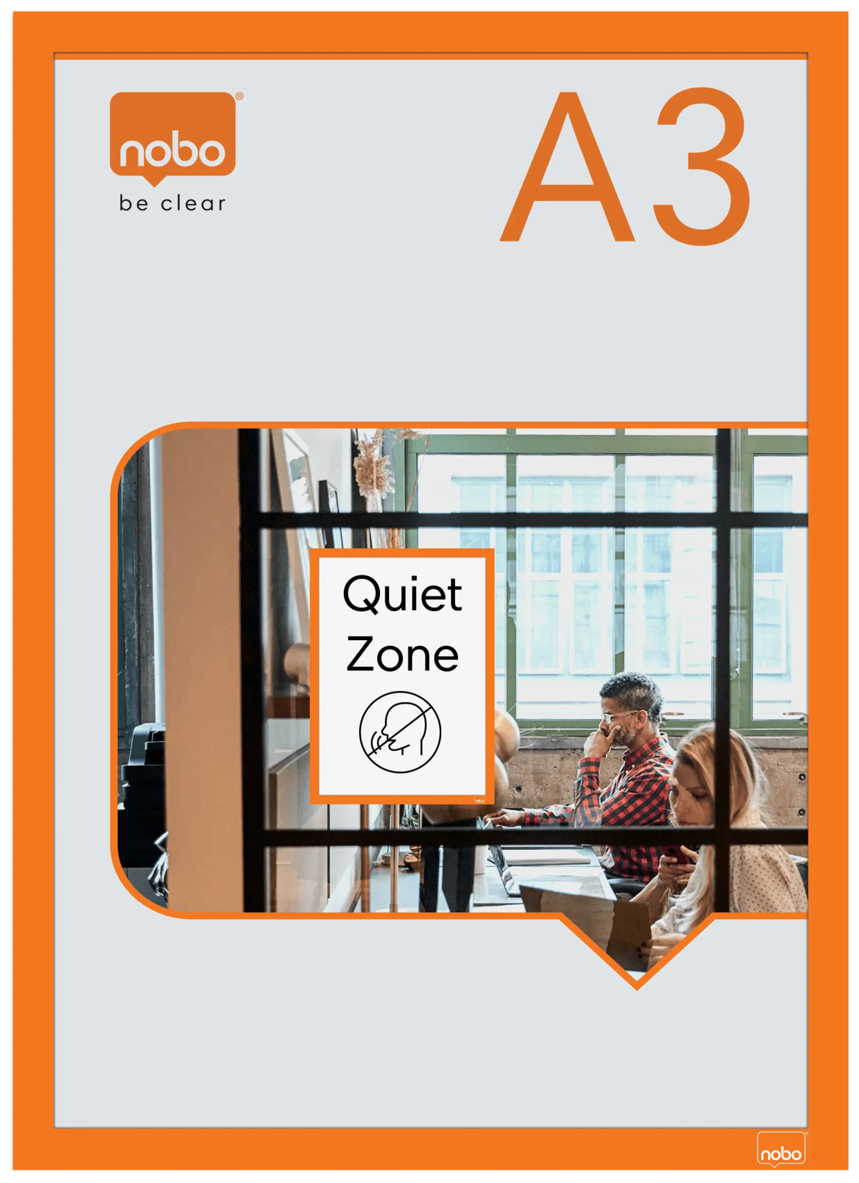 NOBO mágneses poszter keret, A3, narancs, 2db (1915698)