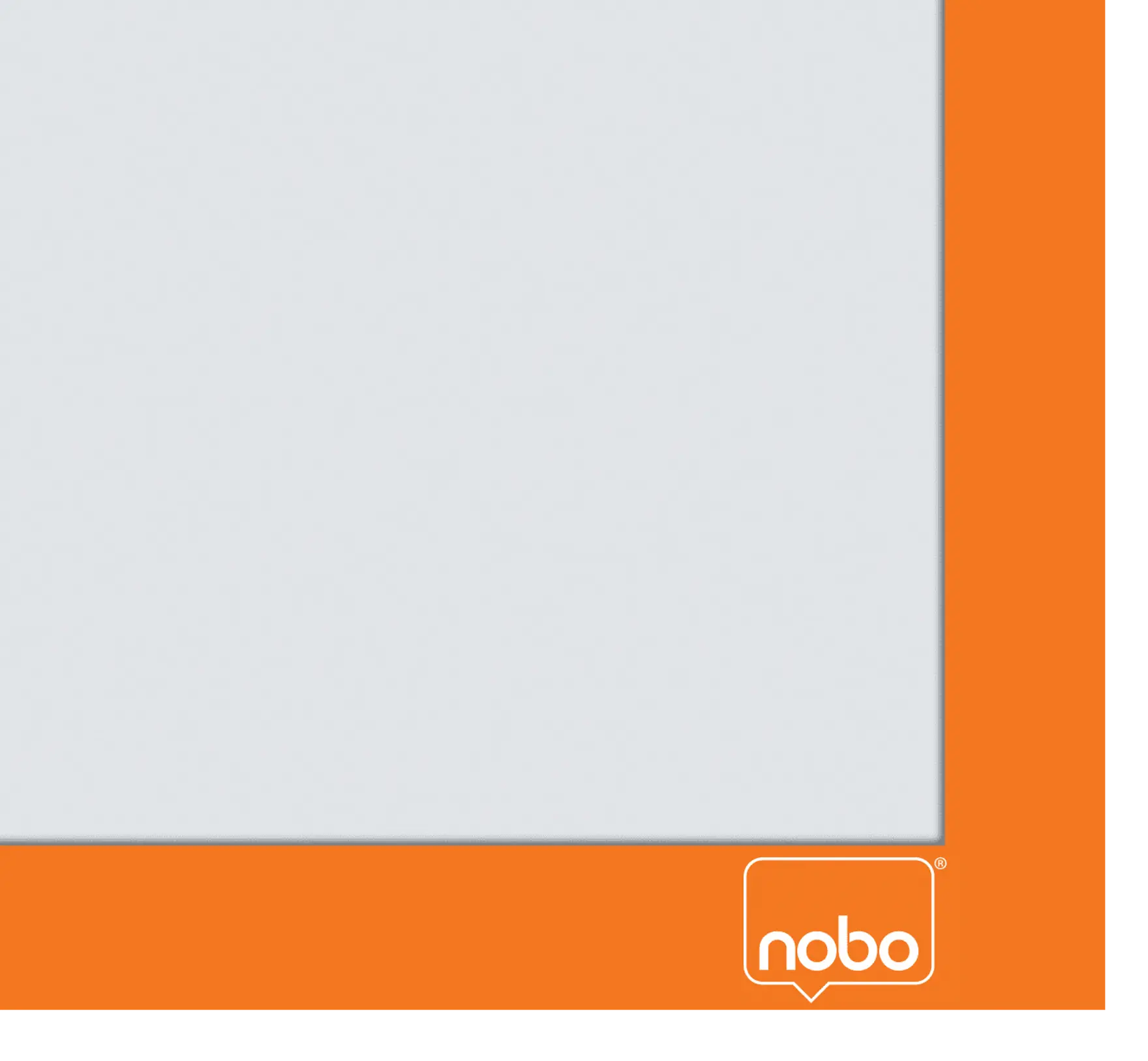 Fehér téglalap narancssárga háttéren a Nobo logóval.