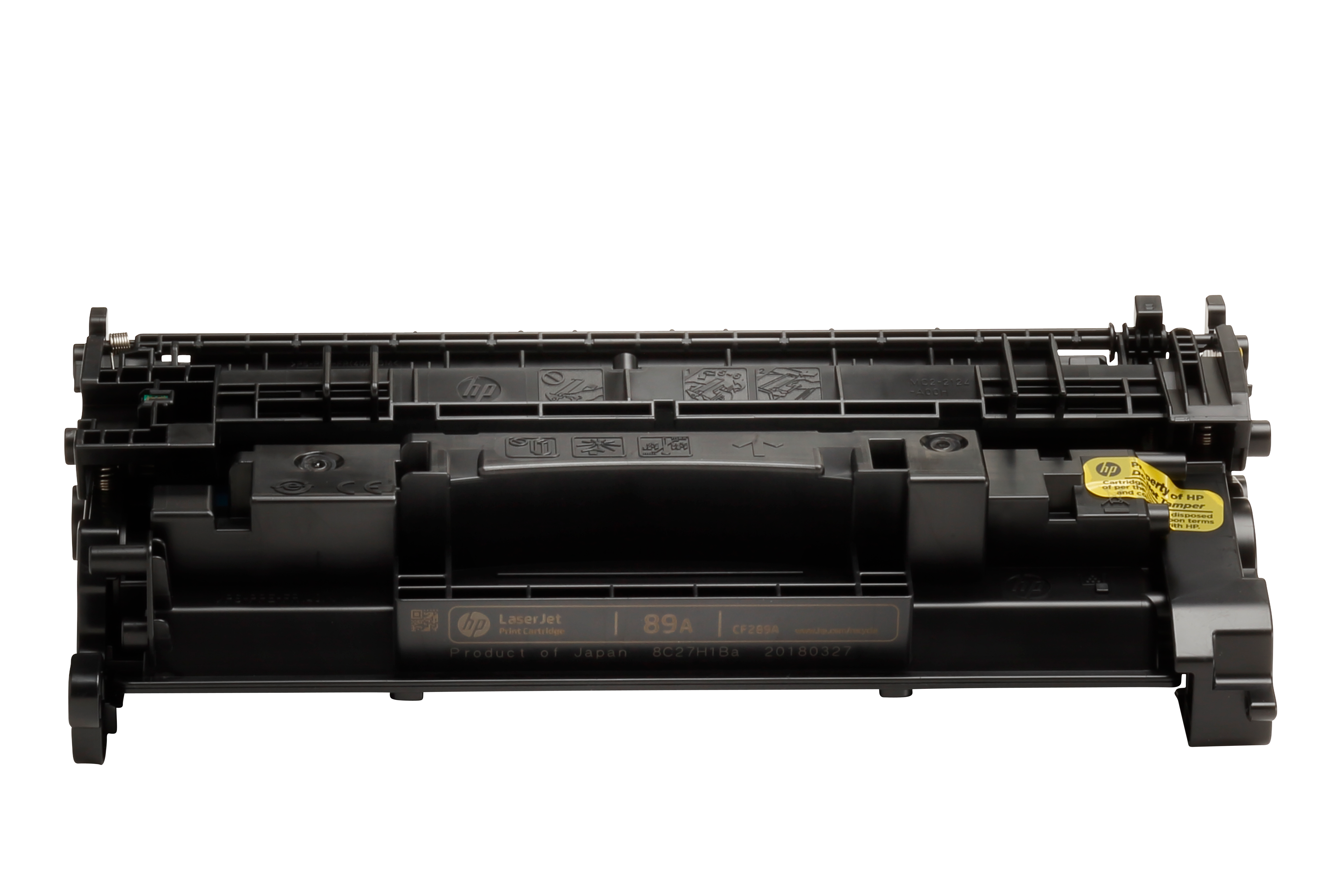 Fekete HP LaserJet 89A nyomtatópatron, CF269A típusú, sárga pecséttel.