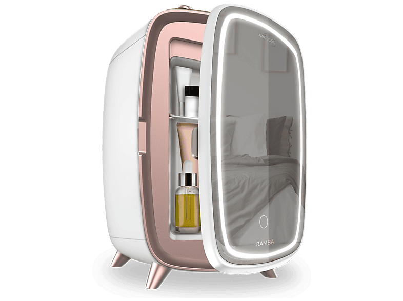 Nevera de cosméticos - Cecotec CoolingBeauty 6000 Mirror, 6 L, Espejo con luz LED, Enfría hasta 10ºC, Silenciosa, Multicolor