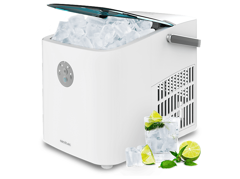 Máquina de hielo - Cecotec Chillin’ Ice 1200 Go, 120 W, 12 kg/24h, Autolimpieza, Asa transporte, Lista en 8 min, Blanco