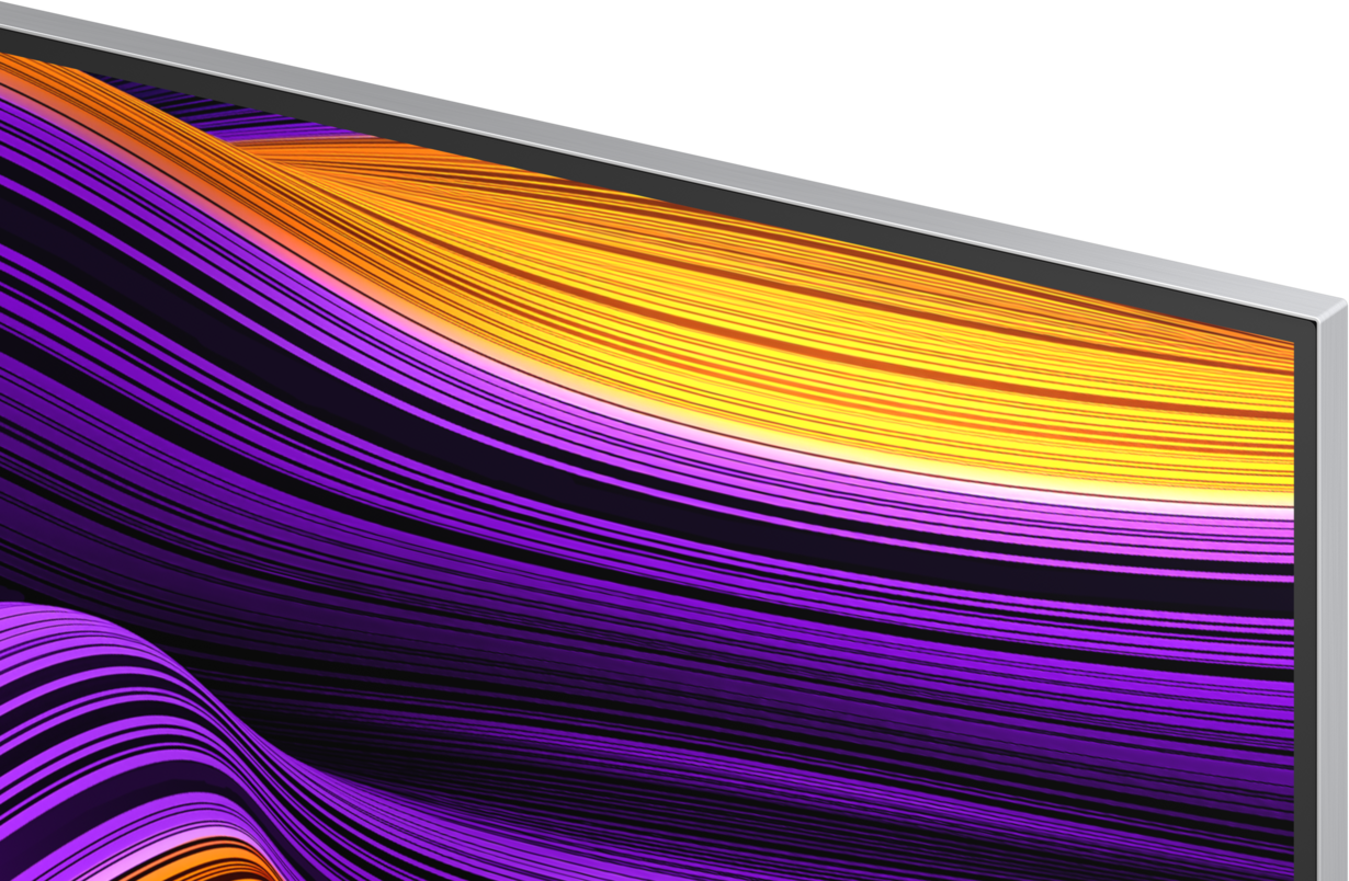 Abstract wavy patterns in purple and orange against a dark background.