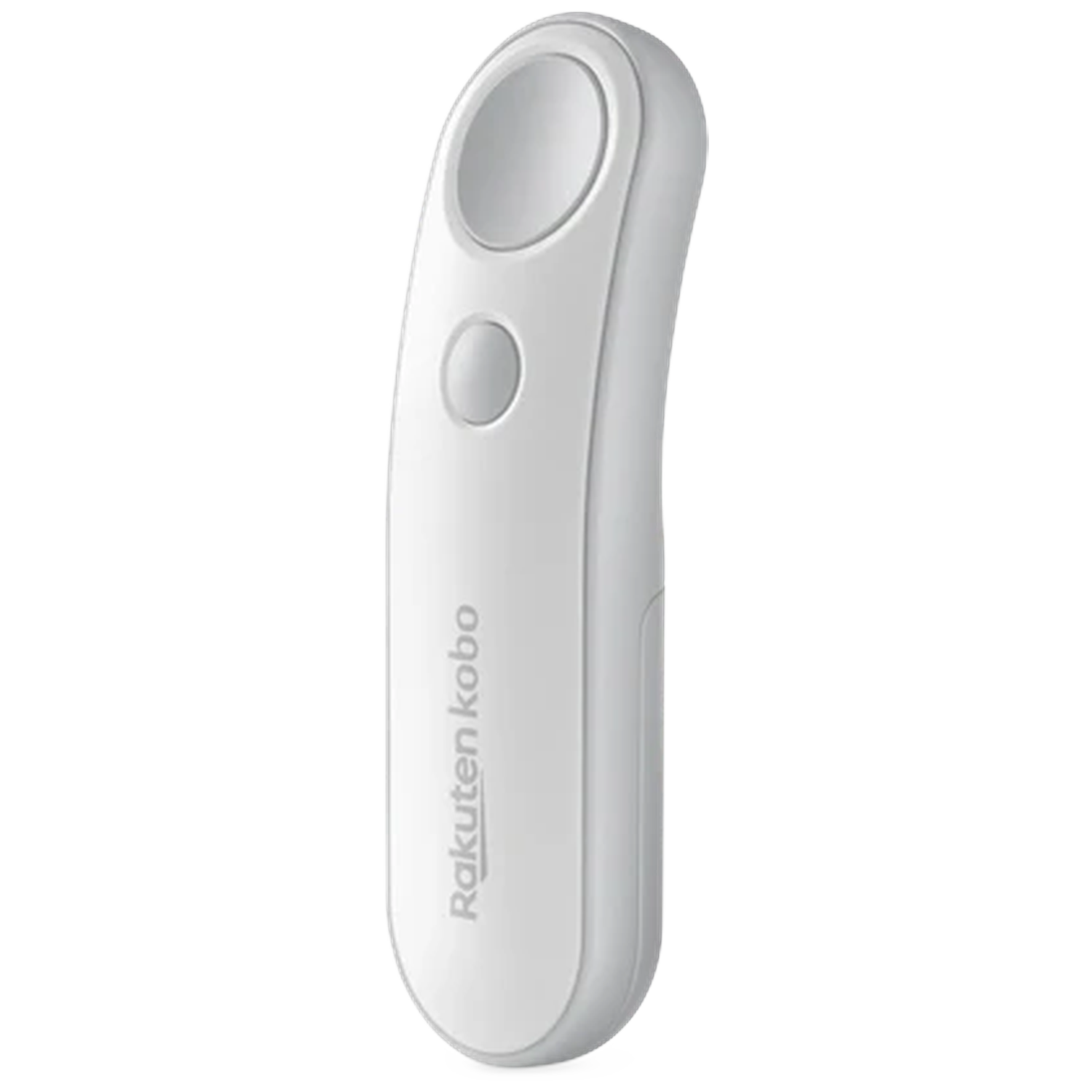 Een wit handapparaat met een grote ronde knop en een kleinere ovale knop.