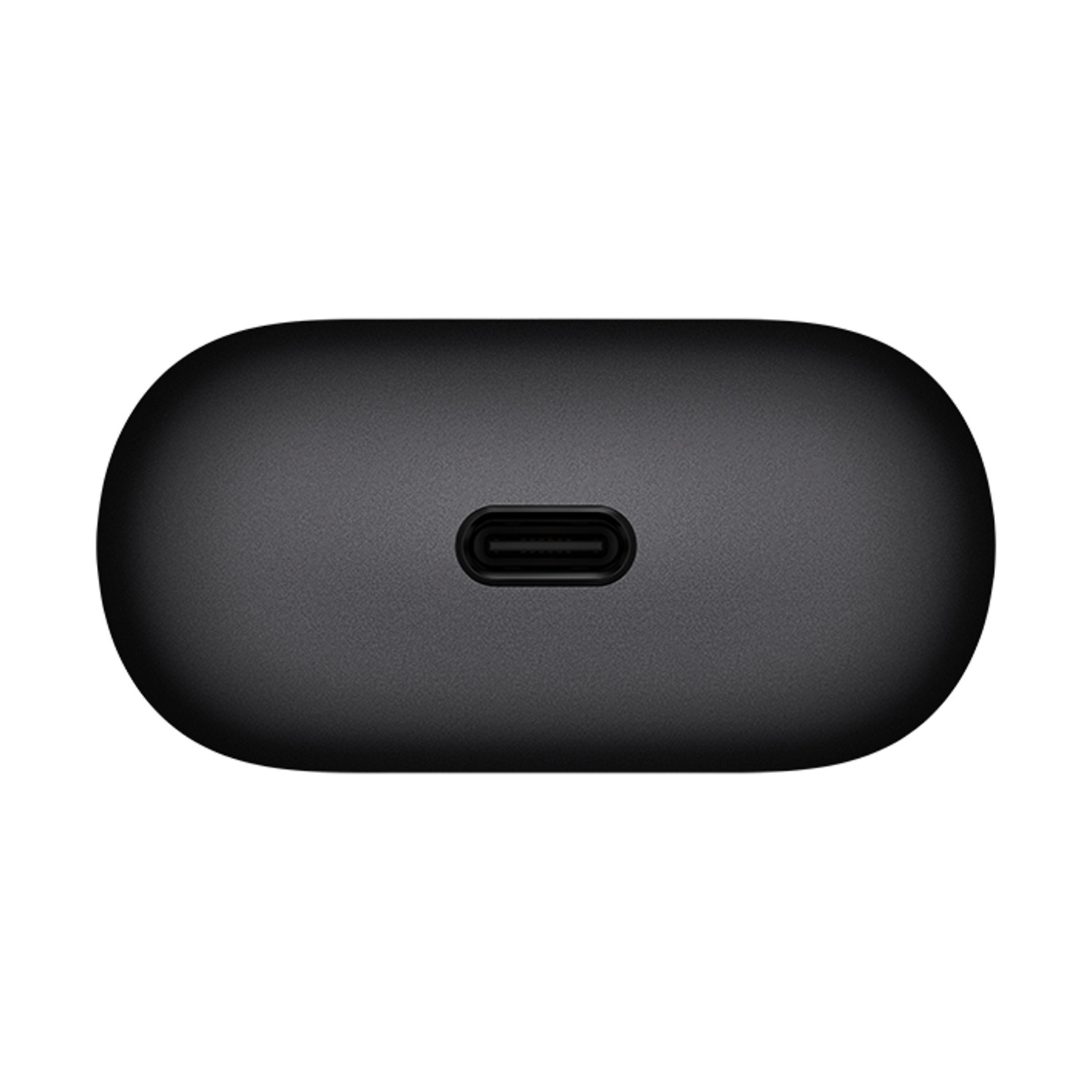 Oggetto ovale nero con porta USB-C al centro.