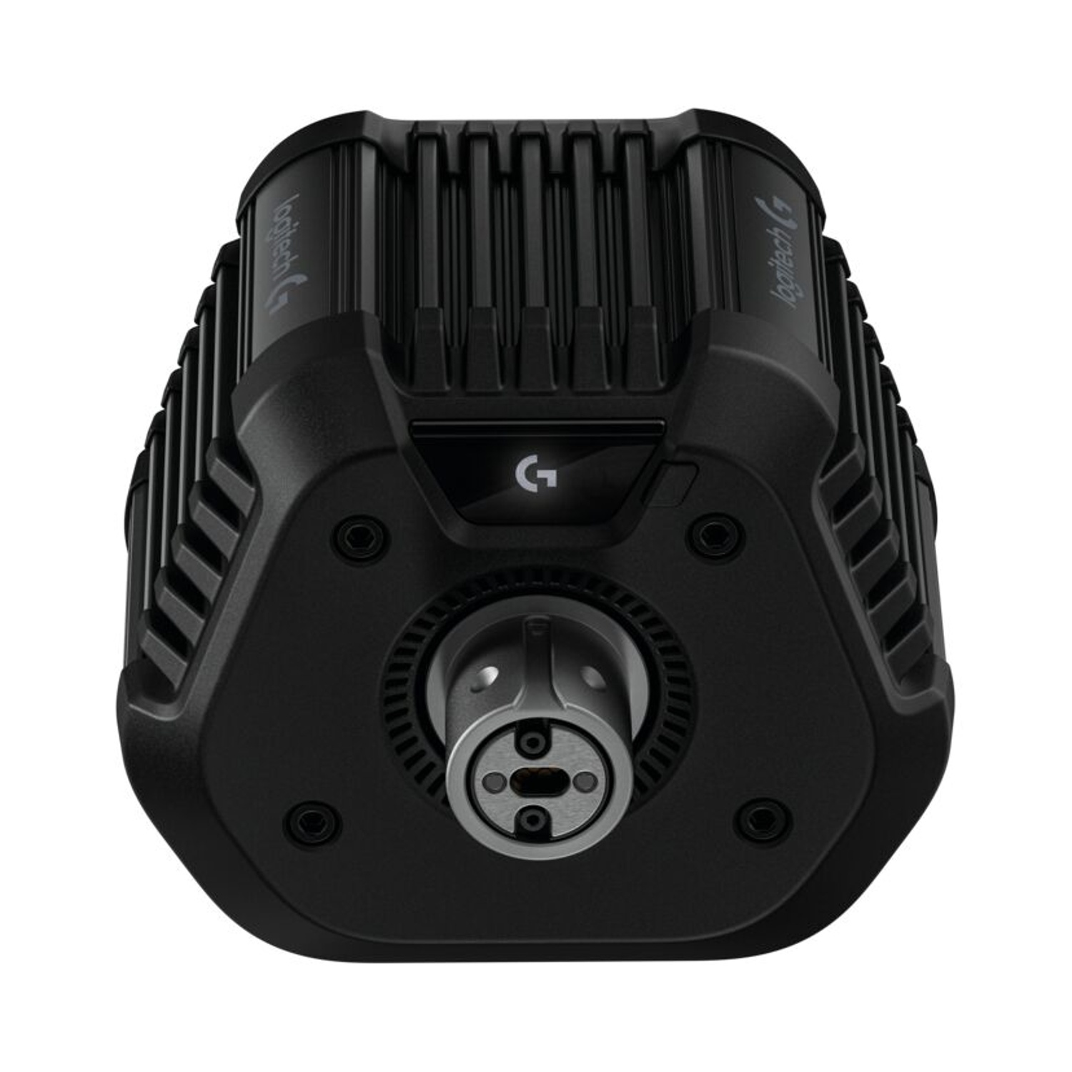 Dispositivo Logitech G nero force feedback con corpo scanalato e connettore argentato.
