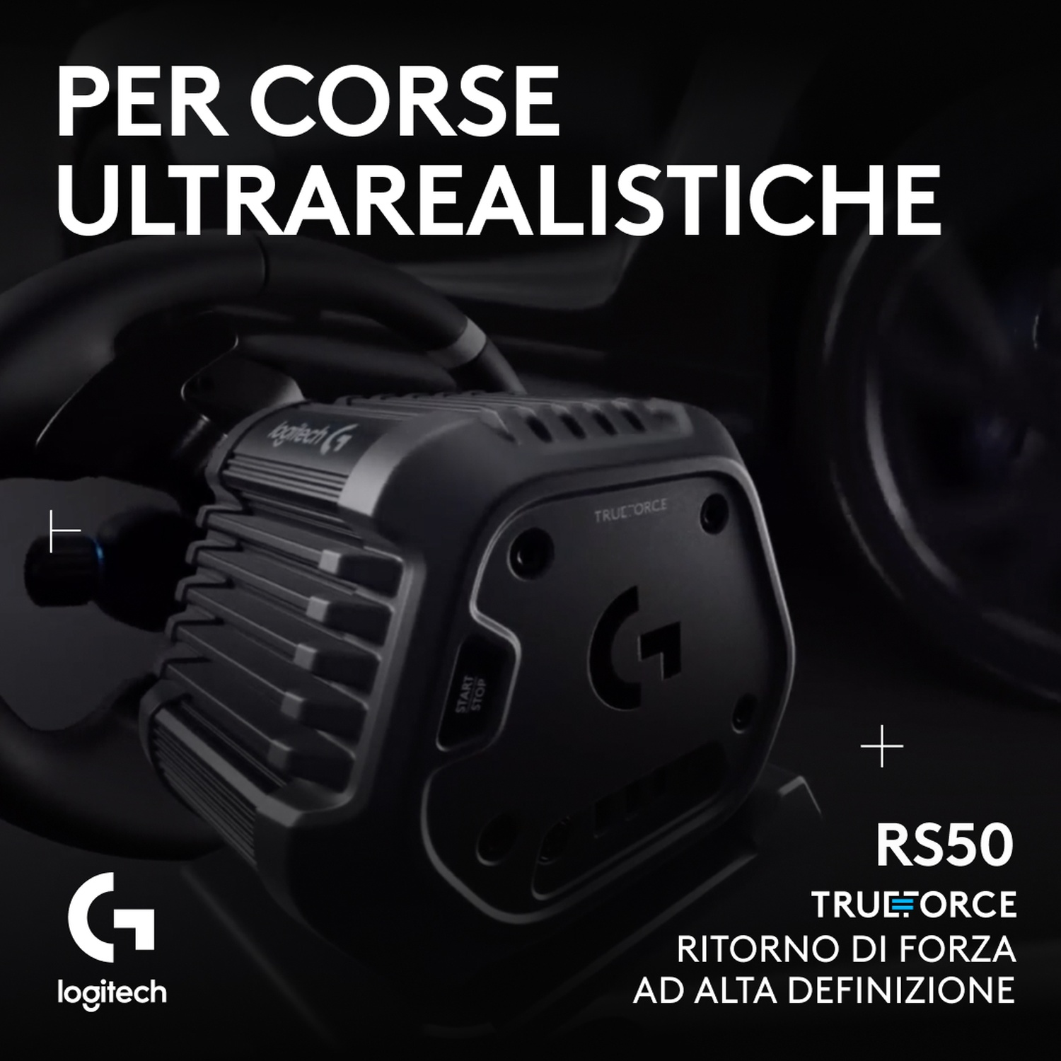 Volante Logitech RS50 con TRUEFORCE per corse ultrarealistiche.