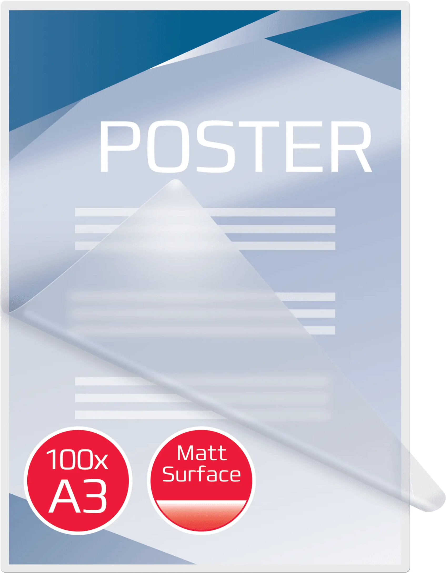 Poszter A3, 100 db, Matt felület, kék dizájnelemekkel.