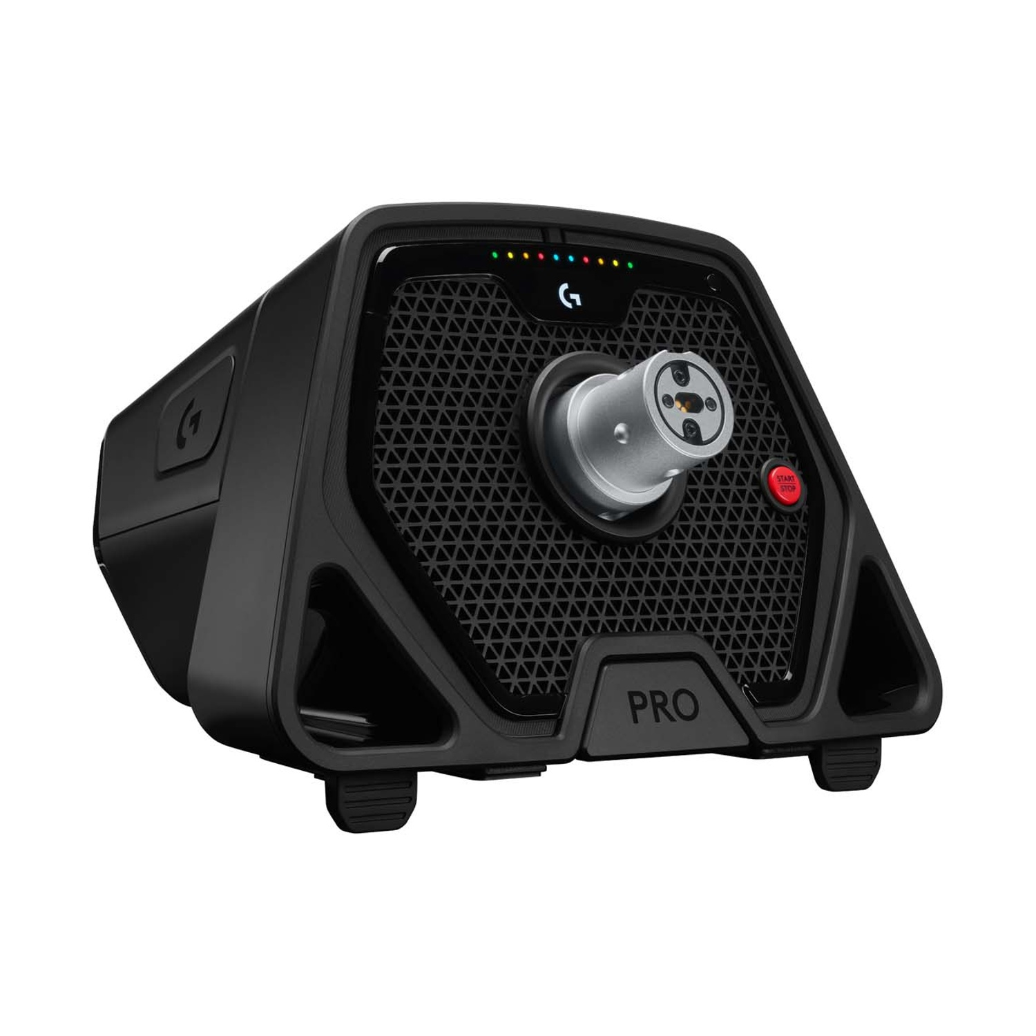 Modulo di controllo Logitech G Renn nero con connettore argentato e pulsante rosso.