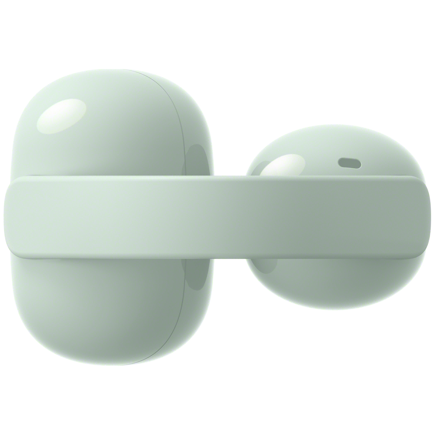 Two light green, rounded objects connected by a flat bar.