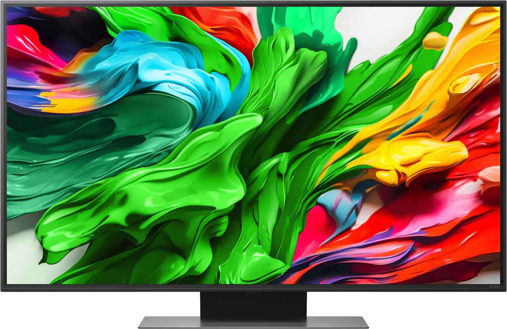 Abstract, colorful paints flow across a dark background.