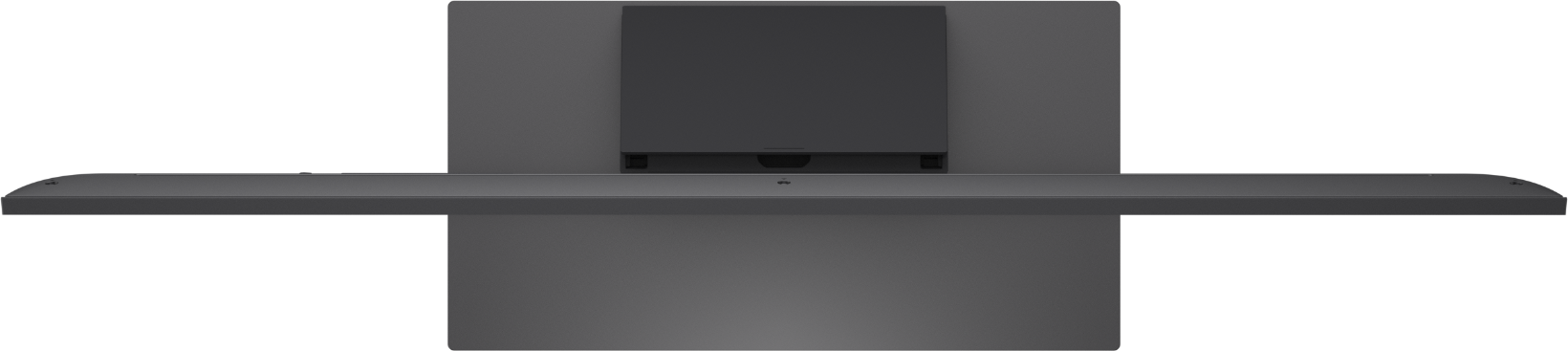 A dark, rectangular console with extendable arms and a dark screen.