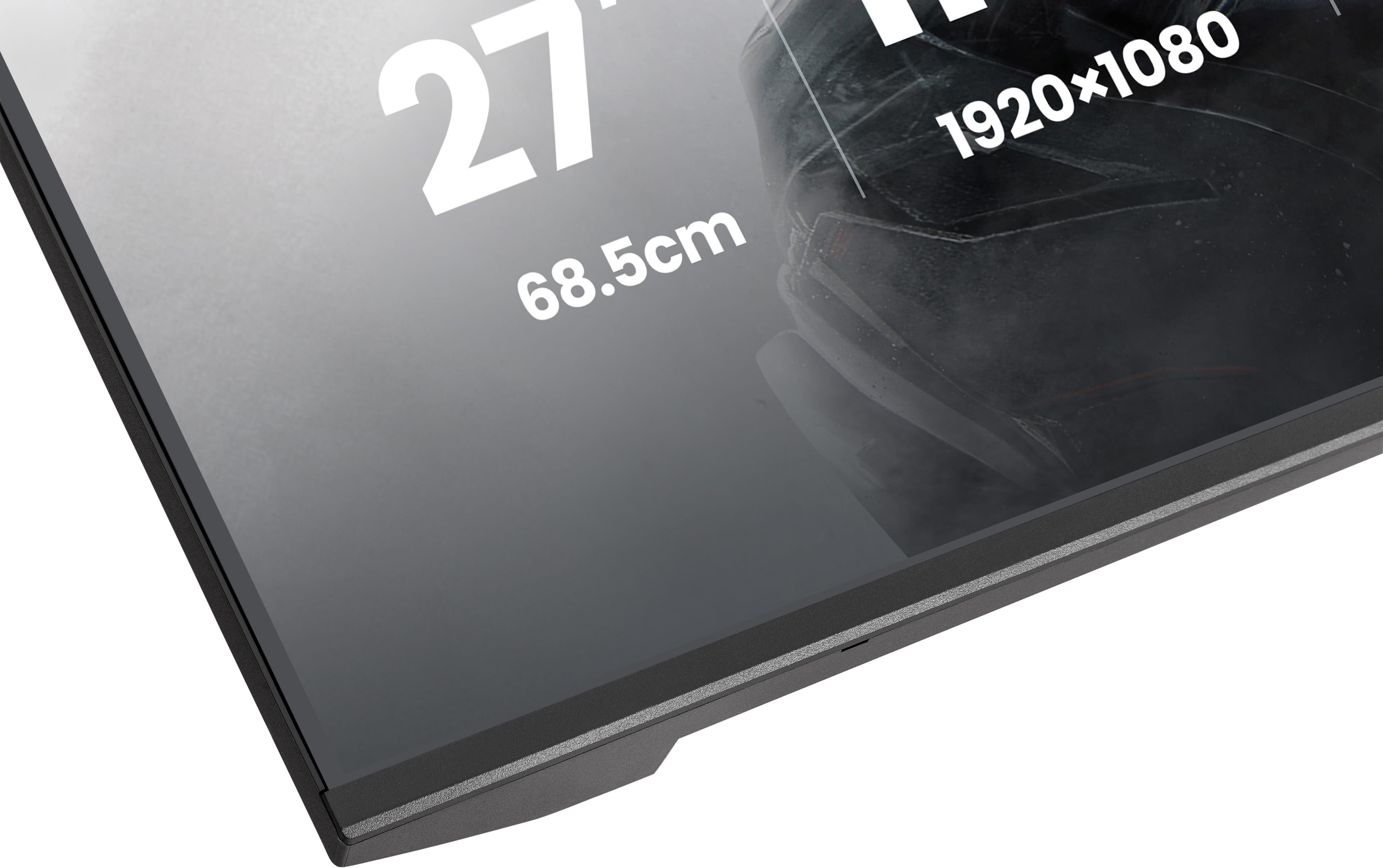 Monitor 27 cali, rozdzielczość 1920x1080, przekątna 68,5 cm.