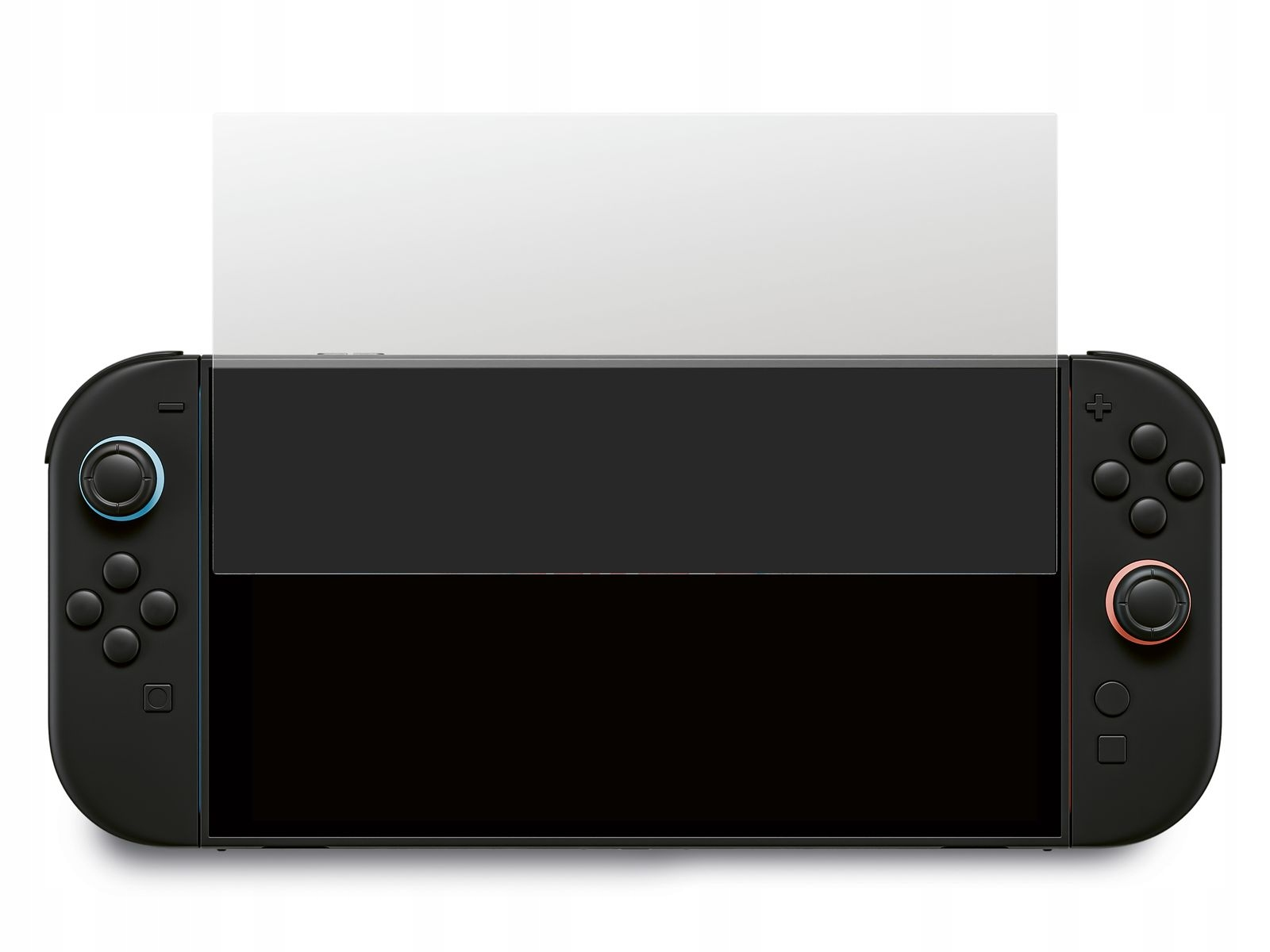 Czarna przenośna konsola do gier z analogowymi joystickami i przyciskami.