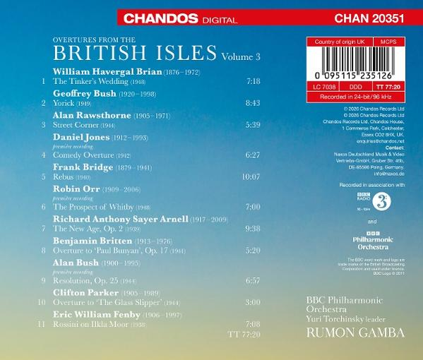 CD-Cover mit Titel 'Overtures from the British Isles Vol. 3' und Trackliste.