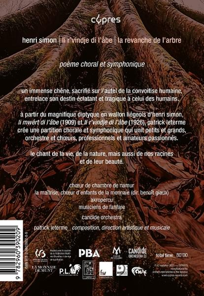 Ein Baum mit großen Wurzeln und Text über ein Musikstück von Henri Simon.