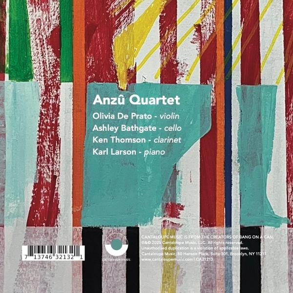 Album-Cover mit abstraktem Farbmuster und Bandnamen Anzû Quartet.