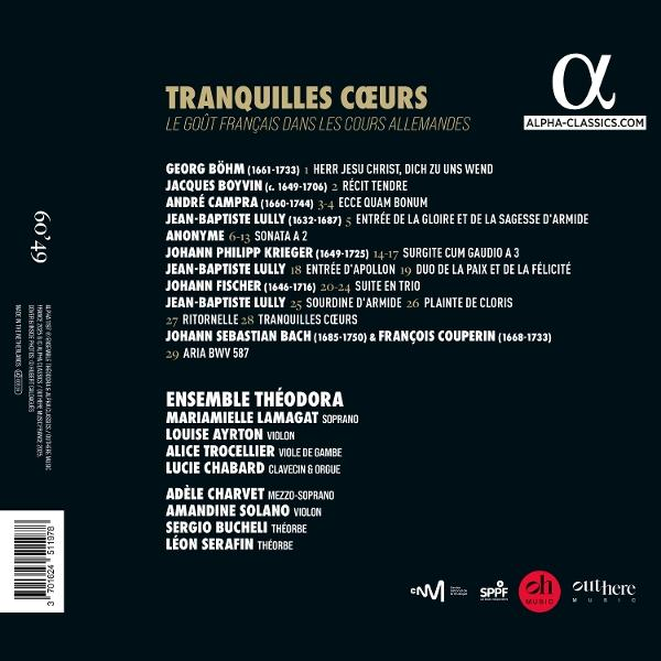 Albumcover mit Titel 'Tranquilles Cœurs', Komponisten und Ensemble.
