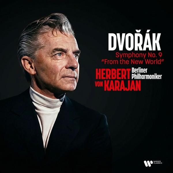 Porträt von Herbert von Karajan, Dirigent, mit Dvořáks Symphonie Nr. 9.